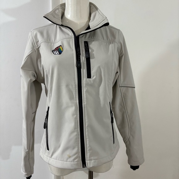 Hurricane Jackets & Blazers - Hurricane LEGO Tan Full Zip Windbreaker Jacket Women’s S